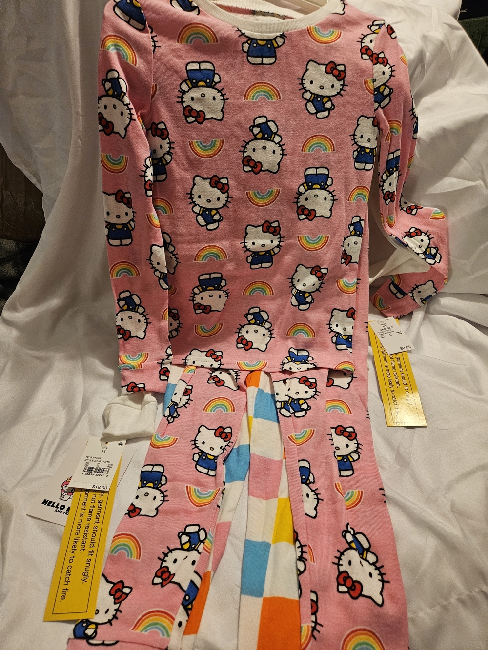 Hello Kitty Pink Rainbow Print Kids Pajama Set